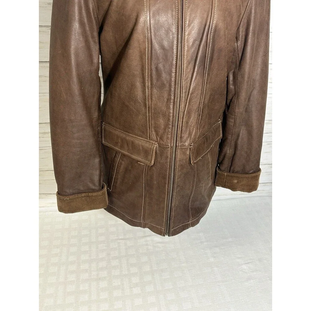 WILSONS LEATHER Size MEDIUM Womens Brown Jacket Lined Insulated motorcycle barn